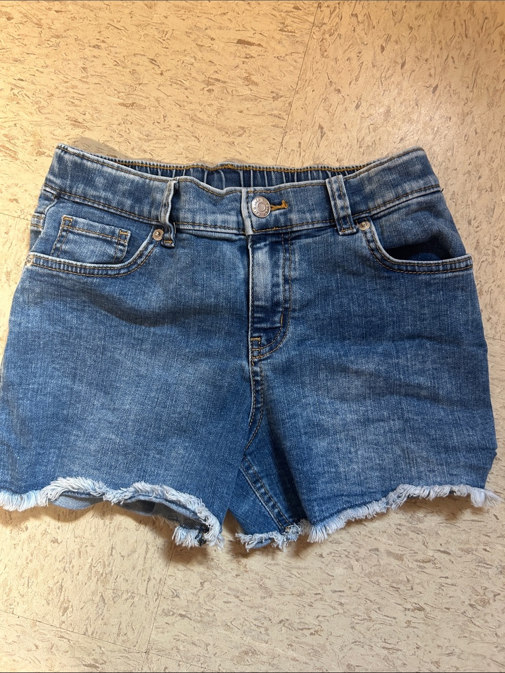 Cat & Jack Blue Denim Frayed Hem Kids Shorts size 10-12